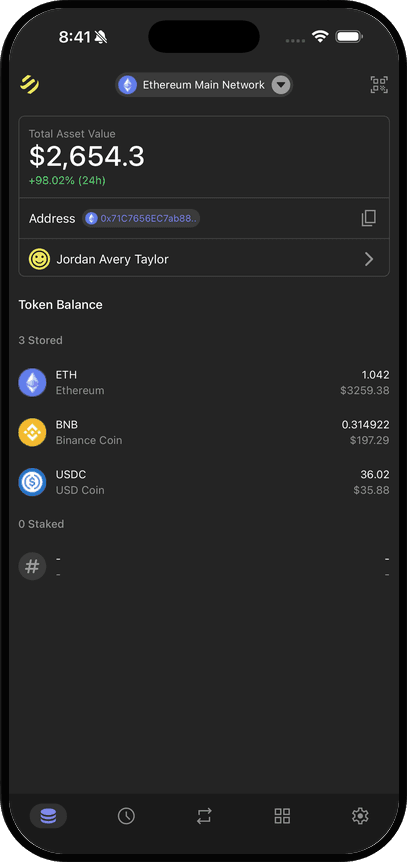 Springten token balance screen